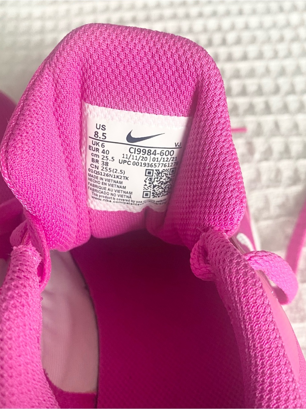 Nike Women's Hot Pink Athletic Running Sneakers with White Swoosh - Picture 6 of 9